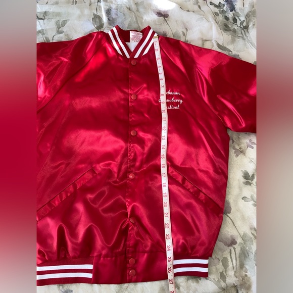 Vintage 80s Red Satin Varsity Jacket Cardinal USA - Picture 15 of 16